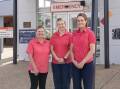 McGrath breast care nurses Sarah, Bianca and Rebecca outside of the Lithgow Hospital which now offers a breast cancer clinic. Picture supplied. 