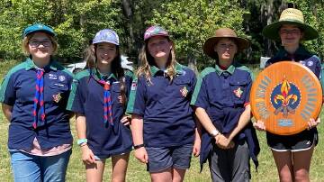 The members of the Blackheath Scouts patrol, led by Clare Eather (right), who won equal first place in the District Competition Camp. Picture supplied