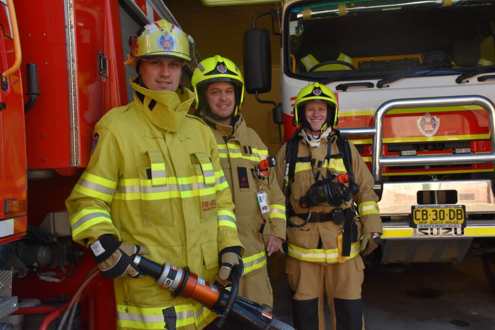 Lithgow Fire and Rescue retained fire-fighters Joel Wilson, Jonathan Brown and Heath Smith. 