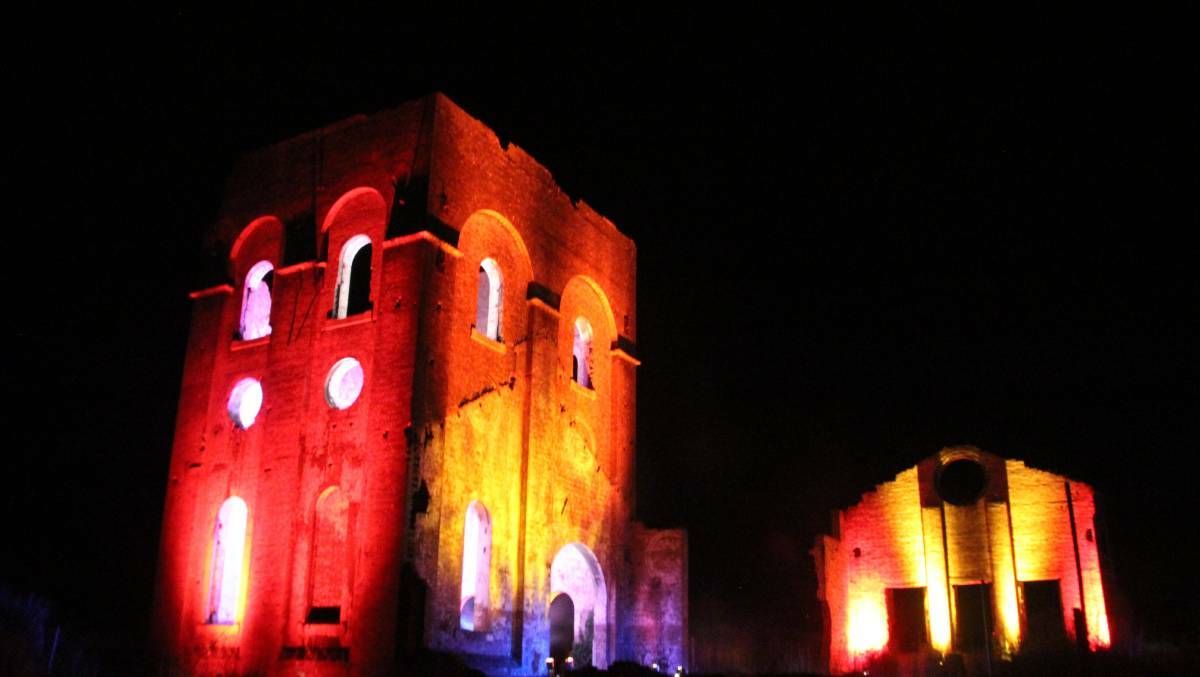The Blast Furnace lit up with lights at a previous LithGlow event. 