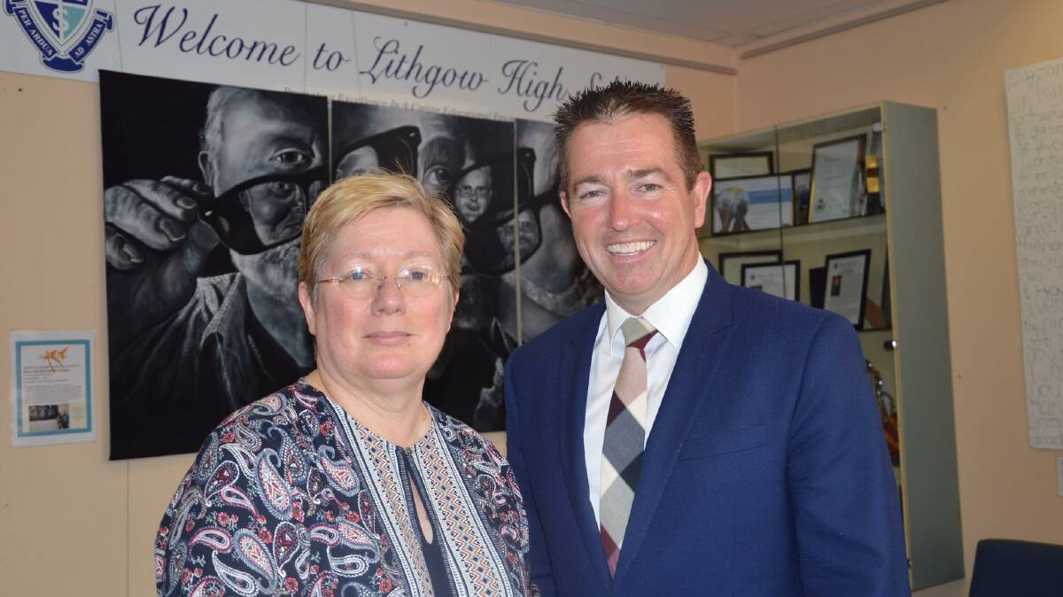MP Paul Toole with Lithgow High School principal Anne Caro. 
