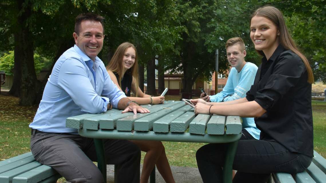 YOUTH DRIVEN: MP Paul Toole with his children Keely and Rhayne Toole and Lithgow resident Claire Pilbeam. Picture: PHOEBE MOLONEY. 