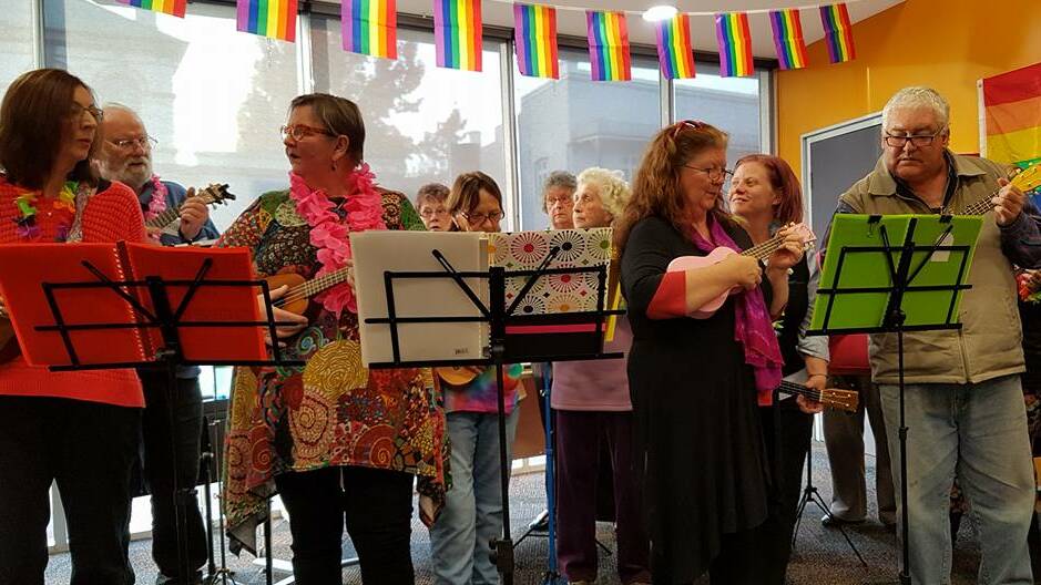 Lithgow Library's ukulele group performed at Lithgow's first ever IDAHOT celebration.