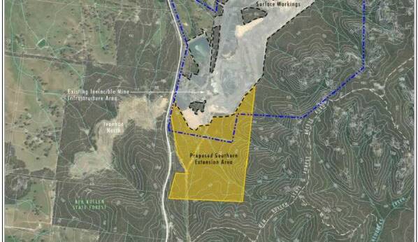 PROPOSED EXTENSION SITE: Department of Planning has recommended the extension of Invincible Mine go ahead. Map courtesy of Department of Planning and Environment. 