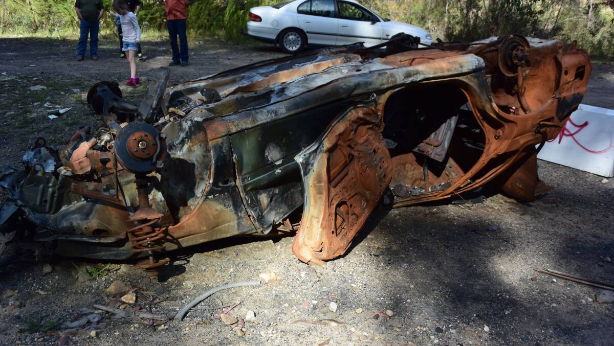 CAR SHELL: The car shell abandoned at Dobbs Drift. 