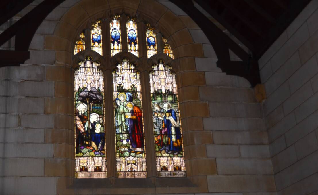 ATMOSPHERE: One of the stained glass windows of the Hoskins Memorial Church. Picture: PHOEBE MOLONEY. 