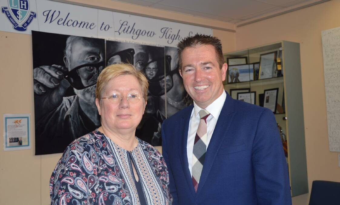 LITHGOW HIGH: Principal Ann Caro and Bathurst MP Paul Toole. Picture: SUPPLIED. 