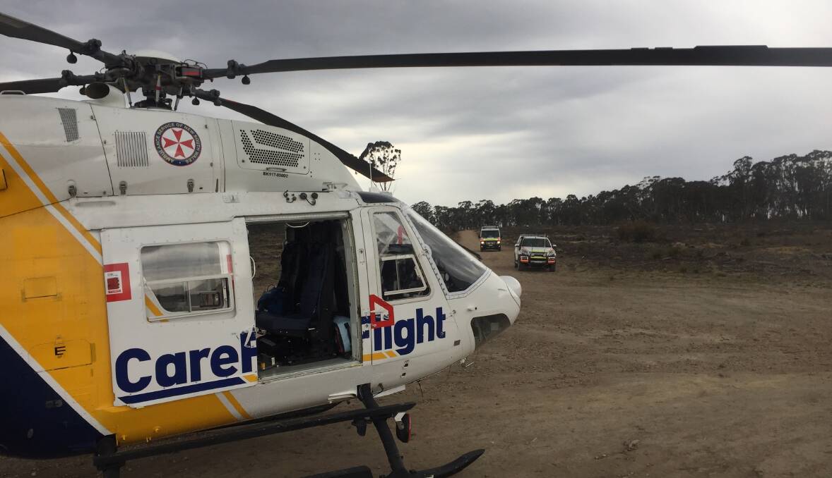 HELICOPTER: Care flight helicopter at Newnes State Forest on Sunday, September 24. Picture: SUPPLIED. 
