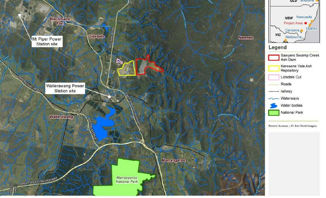 LOCATION: The location of the ash deposits in relation to other power station infrustructure. Courtesy of Aurecon. Picture: SUPPLIED. 