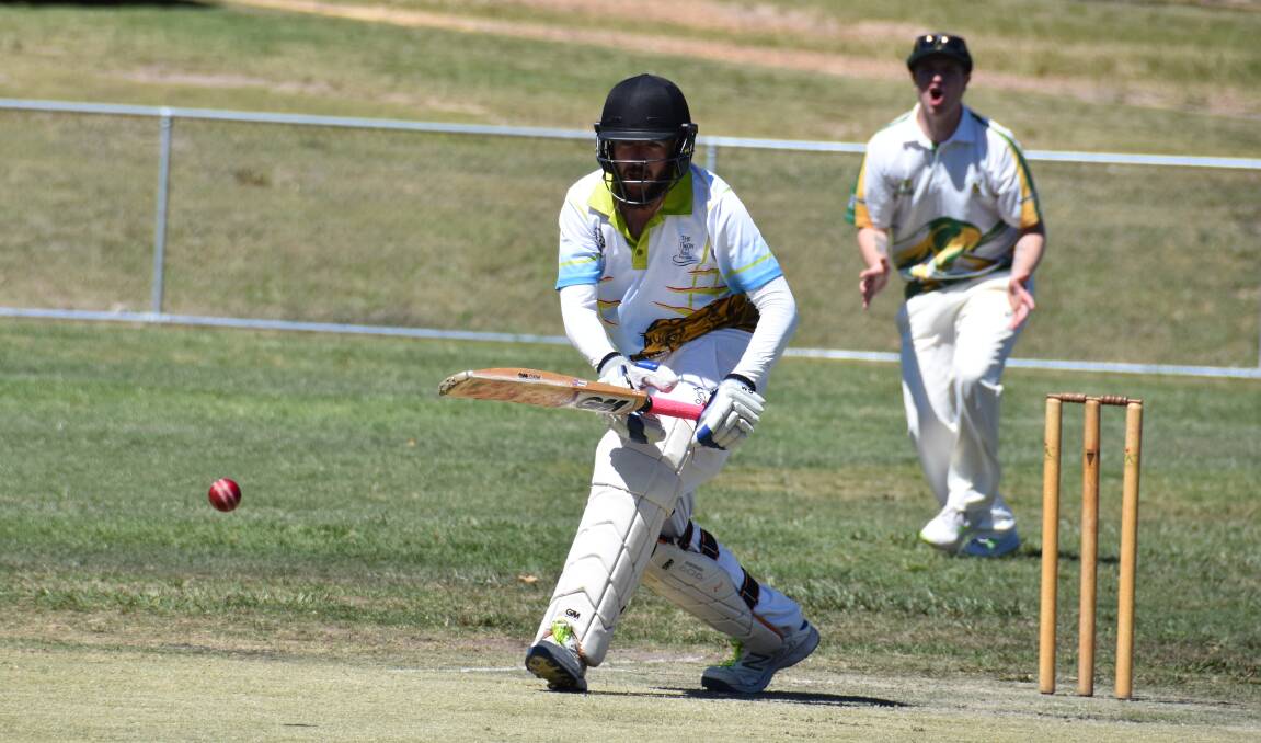 BATSMAN: Michael Hutchinson opening batting for Lithgow Hotel on Conran Oval. Picture: PHOEBE MOLONEY. 