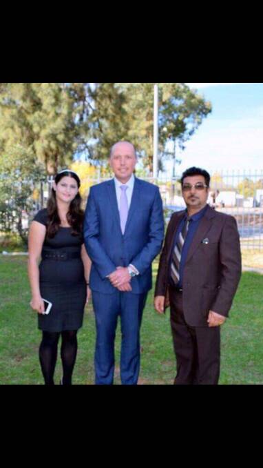 Salwa Bashar and Nawwaf Mirza with Immigration Minister Peter Dutton. 