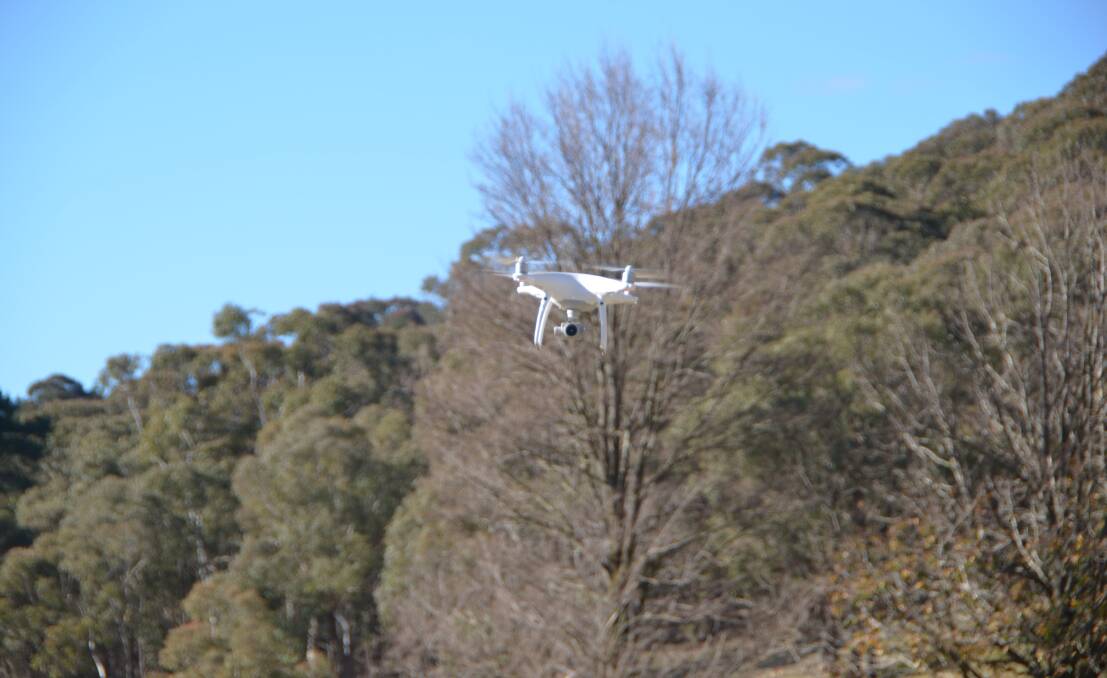 ARCH DRONE: Drone fitted with camera flies above Lithgow High School oval. 