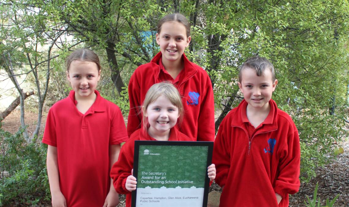 SECRETARY'S AWARD: Students from Capertee Public School with the Department of Education Secretary's Award for an Outstanding School Initiative. Picture: SUPPLIED. 