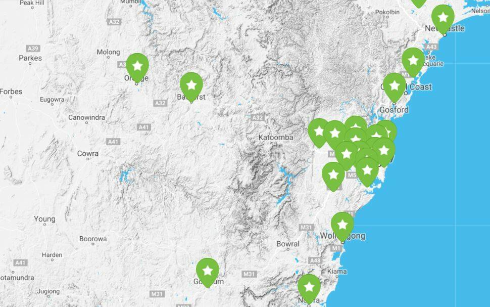 HEADSPACE CENTRES: The location of headspace centres in NSW. Picture: Courtesy of headspace.org.au