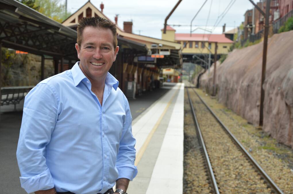 TOWN SECURITY: MP Paul Toole at Lithgow train station. Picture: SUPPLIED. 