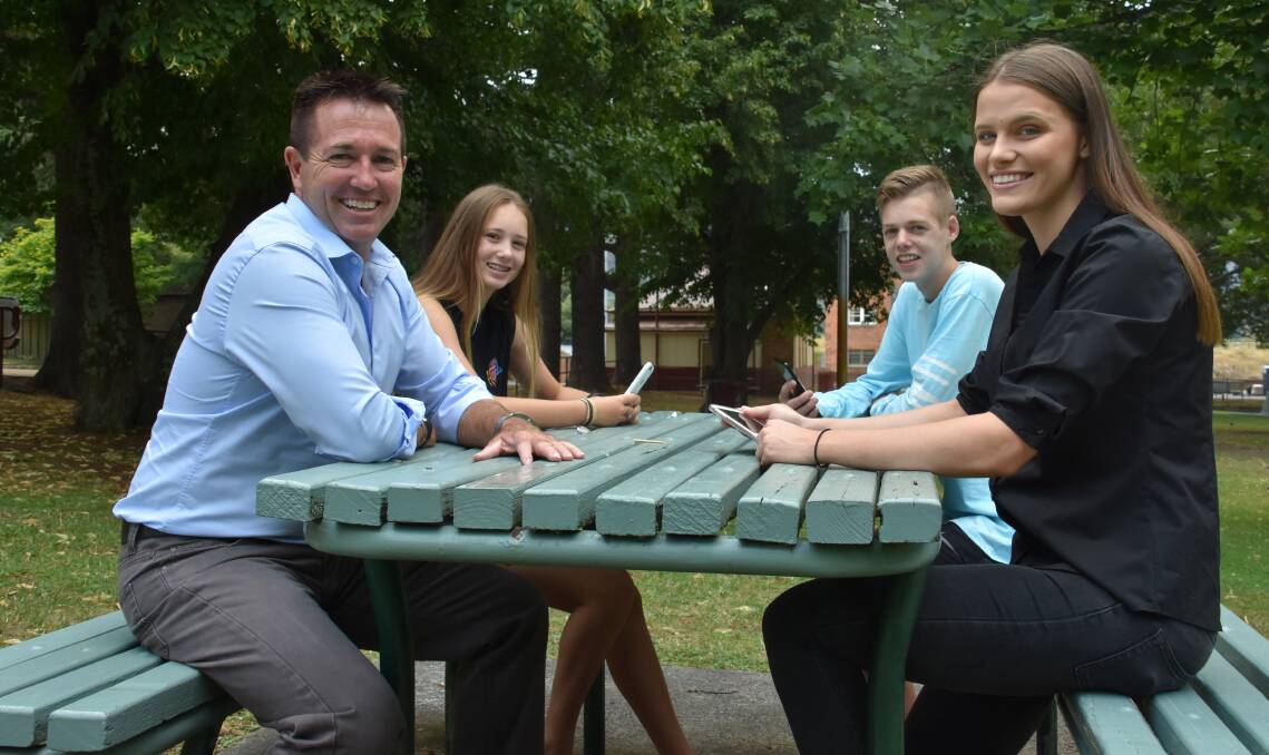YOUTH DRIVEN: MP Paul Toole with his children Keely and Rhayne Toole and Lithgow resident Claire Pilbeam. Picture: PHOEBE MOLONEY. 