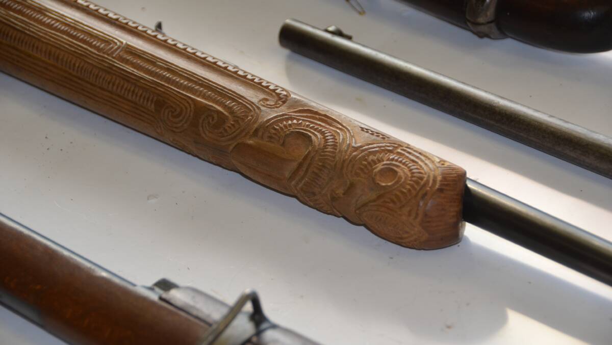 CARVED WITH LOVE: The mysterious detailing on a Lithgow sporting rifle. 