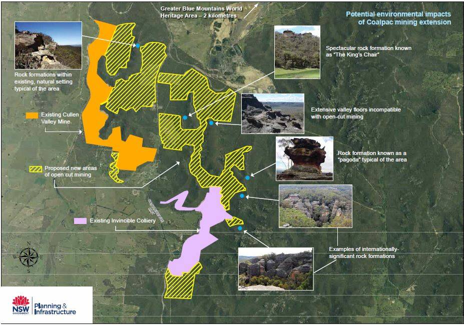 CONSERVATION CONCERNS: A Planning and Infrustructure Map highlighting the environmental features that conflicted with Coalpac's extension plans, which were finally rejected in 2014. 