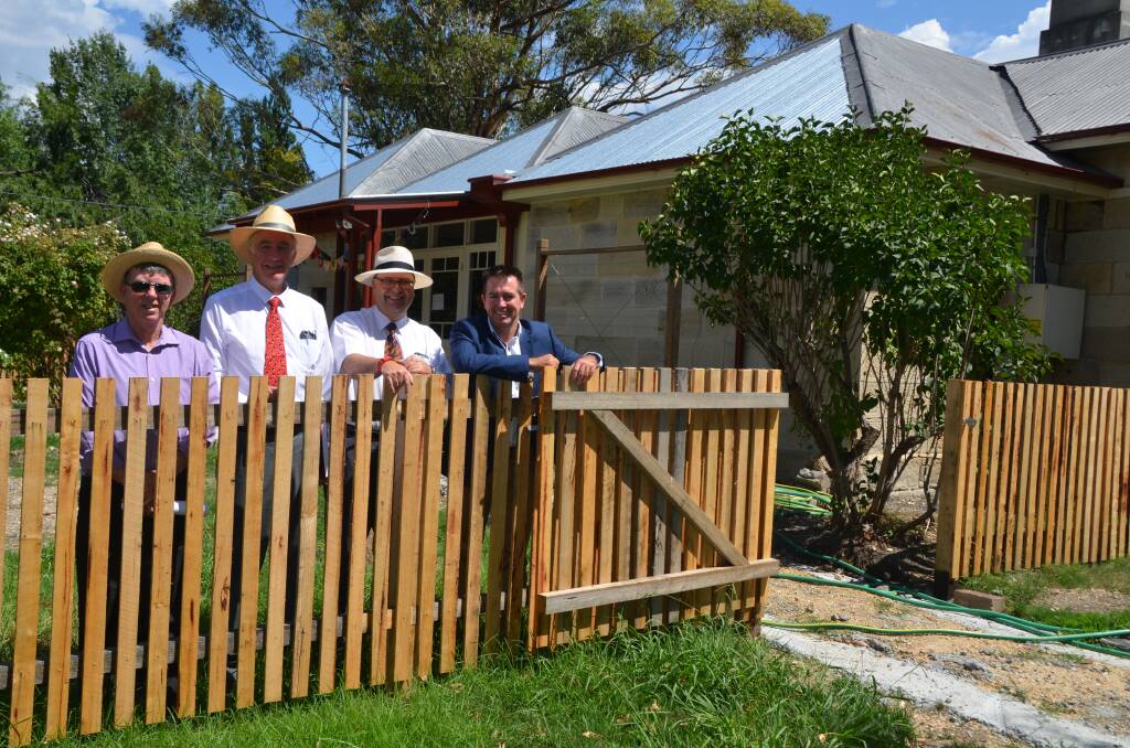 FUNDING: Lithgow City Council Community and Cultural manager Matthew Johnson, mayor Stephen Lesslie and acting general manager Andrew Muir with Member for Bathurst Paul Toole at Eskbank House. Photo: LYNN PINKERTON