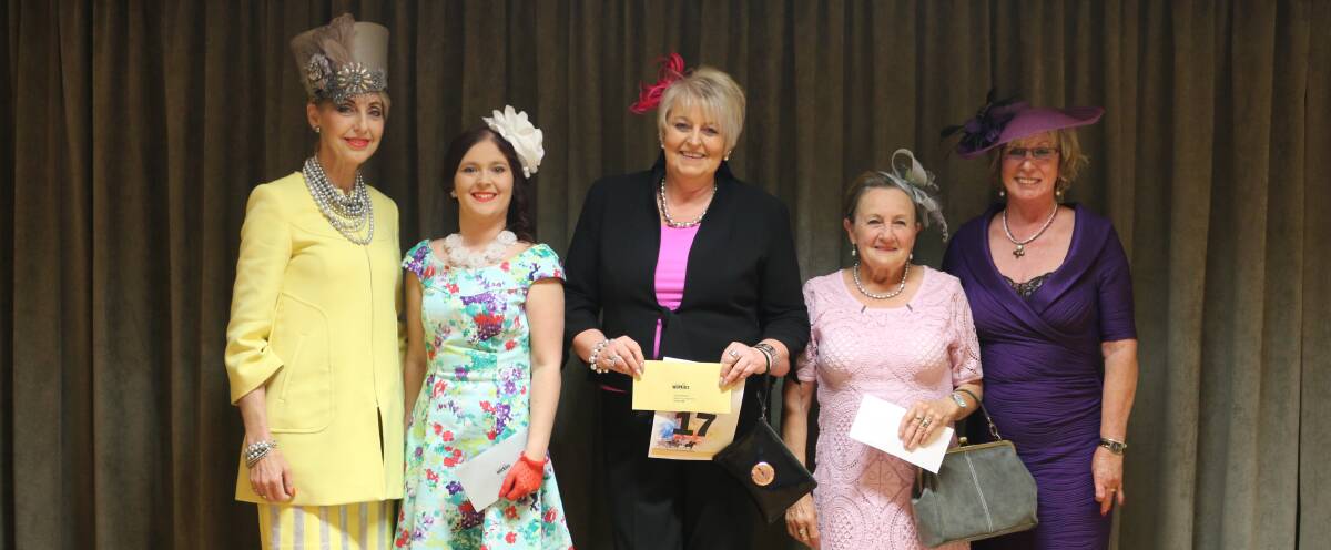 PODUIM PLACES: Judge Maree Statham, second placed Angie Cambourn, winner Linda Crowe, third placed Ann Conaghan and judge Cheryl Schram.