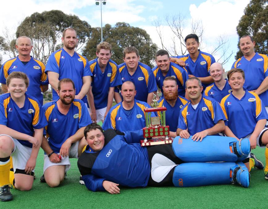 WINNERS ARE GRINNERS: The Lithgow men's hockey B-Grade premiers Lithgow Wormens Club. Photo: Lee Nelson.