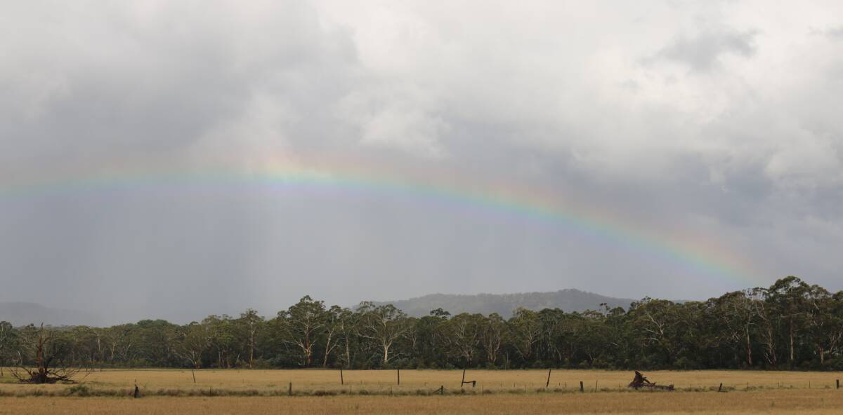 READER PHOTO: Danielle Dobe sent us this rainbow shot from last Friday. Got a weather pic you would like to share? Send it to hosea.luy@fairfaxmedia.com.au.