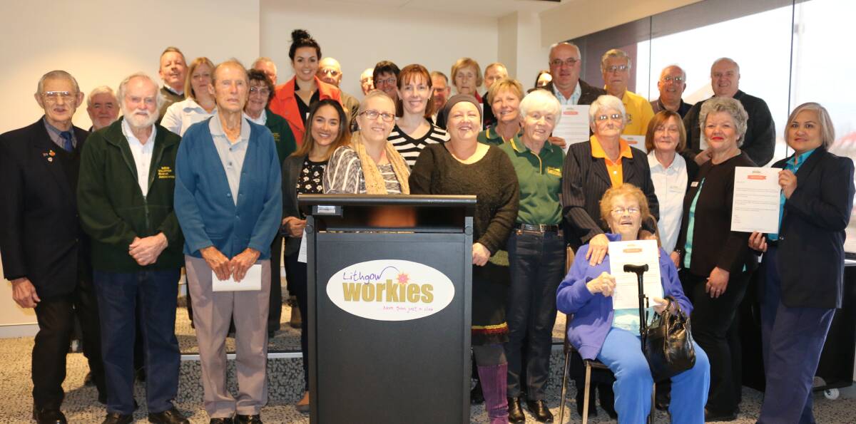 THANKS TO THE WORKIES: Recipients of the category 1 grants at the morning tea at the Lithgow Workmens Club. Photo: Troy Walsh