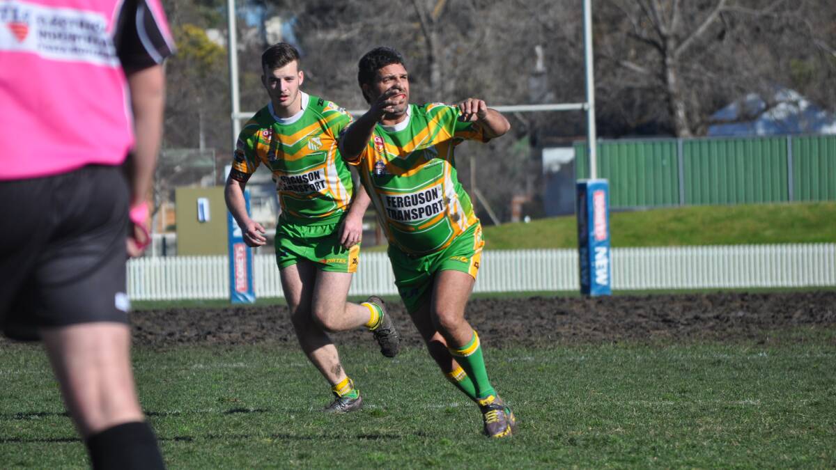 PREMIERSHIP THREAT: Orange CYMS five-eighth Steve Lane was strong for the green and golds in the first division win over Hawks on Saturday. Photo: NICK McGRATH