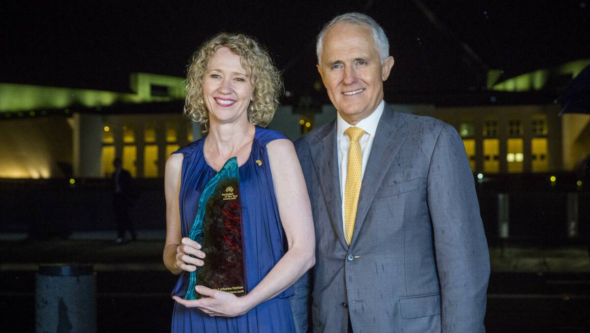 Catherine Keenan with Prime Minister Malcolm Turnbull on January 25, 2016.  Pic: NADC