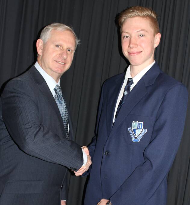 Jarrad Pringle received the Thales Australia Dux Award, presented by Thales' David Forbes.