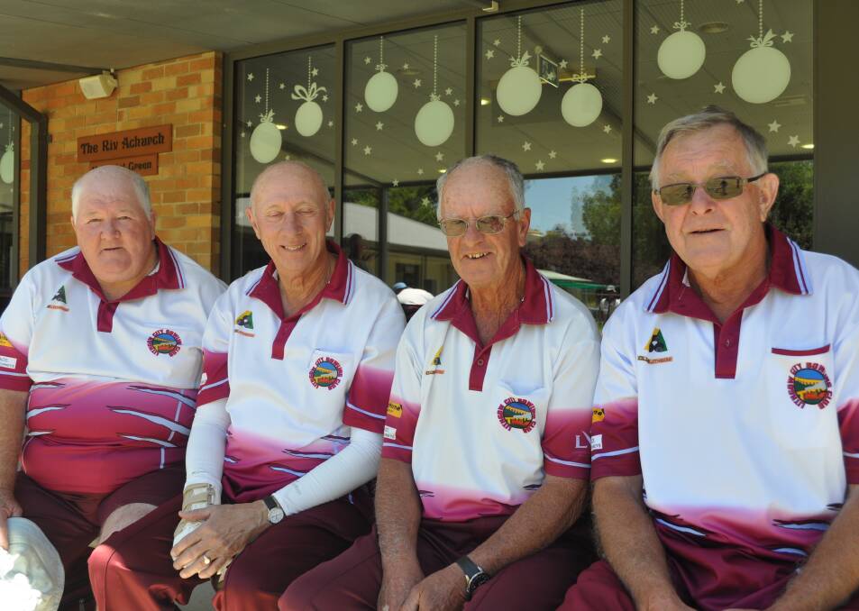 HIGH HONOURS: The 2016 fours champions at the Lithgow City Bowling Club are (from left) Jim Bannerman, Graham Pitt, Ian Townsend and Col Wotton. PHOTO: Don Kipp.