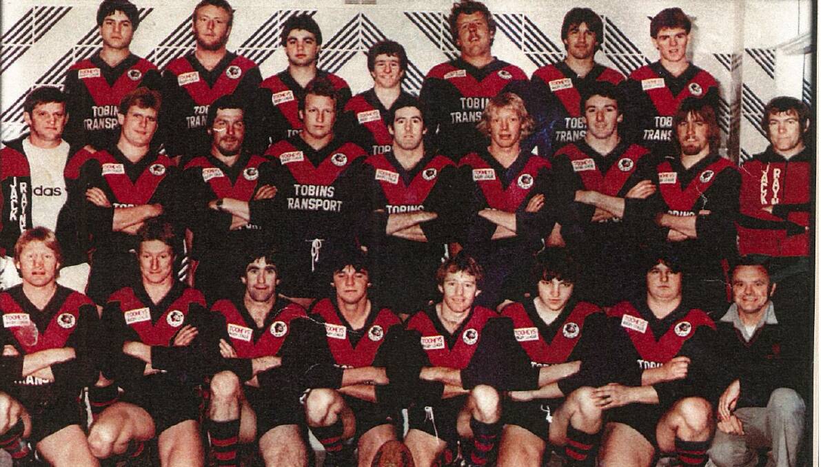 Bears 1984 team showing Tobins Transport as the first major sponsor of the jerseys.