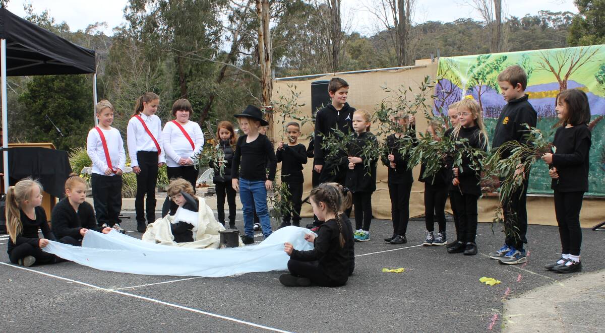 WALTZING MATILDA: Students brought Banjo Paterson's bush ballad to life during their creative and well performed pageant. PHOTO: Laura Pillans.