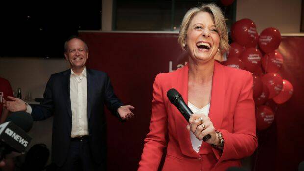 Opposition Leader Bill Shorten and Labor candidate for Bennelong Kristina Keneally address Labor supporters at the end of last year's byelection. Photo: Alex Ellinghausen