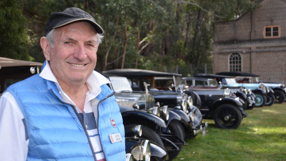 SPECIAL VEHICLES: John Virgo of the 20-Ghost Car Club with several of the historic cars at Lithgow's State Mine Heritage Park. Pictures: HOSEA LUY