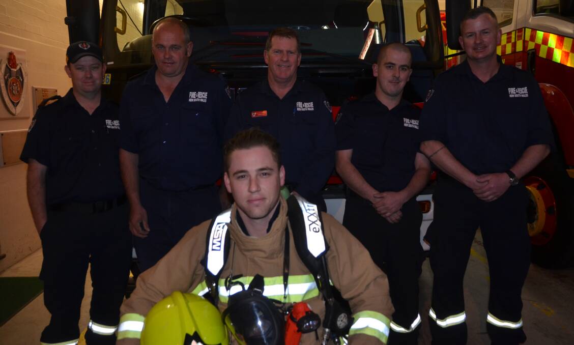 CLIMB FOR A CAUSE: Firefighters Gavin Lynch, Scott Wilkinson, Zone Commander Sel Mathias, Nick Thurlow, Cameron Stevenson and Mick Evans will be taking on all 98 storeys of Sydney Tower to raise funds for Motor Neurone Disease Reserch. Picture: HOSEA LUY
