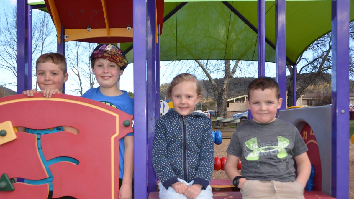 MORE PLACES TO PLAY?: The recent $1.7 million community funding announcement could see young Lithgow residents Jack Brown, Vann Cutler, Arden Cutler and Tom Brown taking advantage of some new play equipment in the near future. Picture: HOSEA LUY