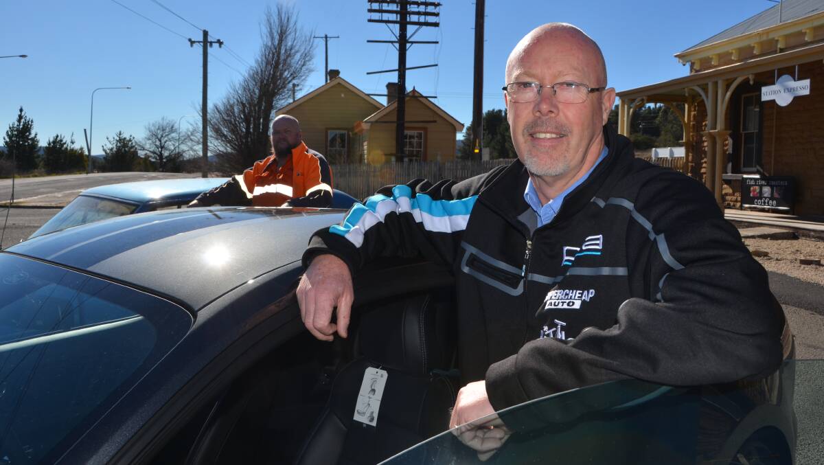 HOT WHEELS: The organisers of Wang Cars and Coffee Todd Nyitrai (foreground) and Andrew Miller are encouraging all motor-vehicle enthusiasts to bring their vehicle to Wallerawang on Sunday. Picture: HOSEA LUY