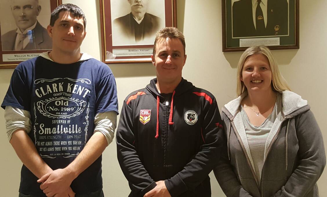 TAKING THE REINS: Lithgow Bears rugby league coach Tim Hughes, Bears president Ben Spittles and league tag coach Jasmine Spittles. Picture: SUPPLIED