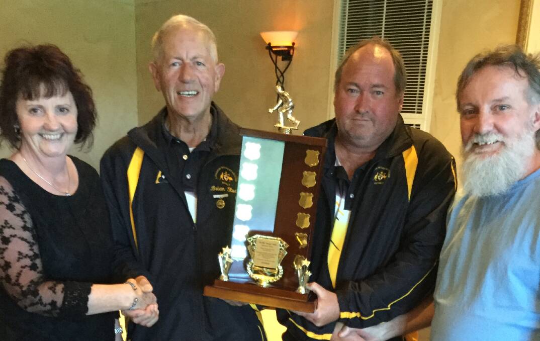 FIRST PLACE: The winning pair of Brian Stuart and Col Alyward flanked by Billy Well's daughter and son, Kathy Wade and Les Wells. Picture: SUPPLIED
