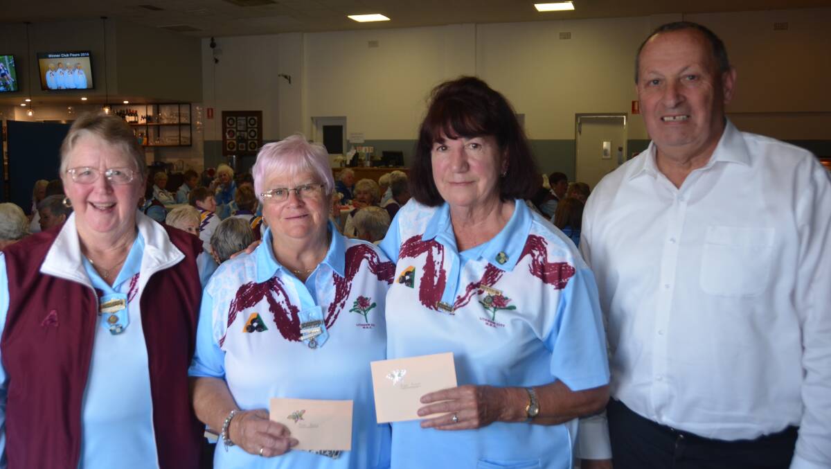 FIRST PLACE: Higgins Day winners Gloria Clarke, Gaye McGuirk and Kerri Bernard of Lithgow City Bowling Club. Picture: HOSEA LUY