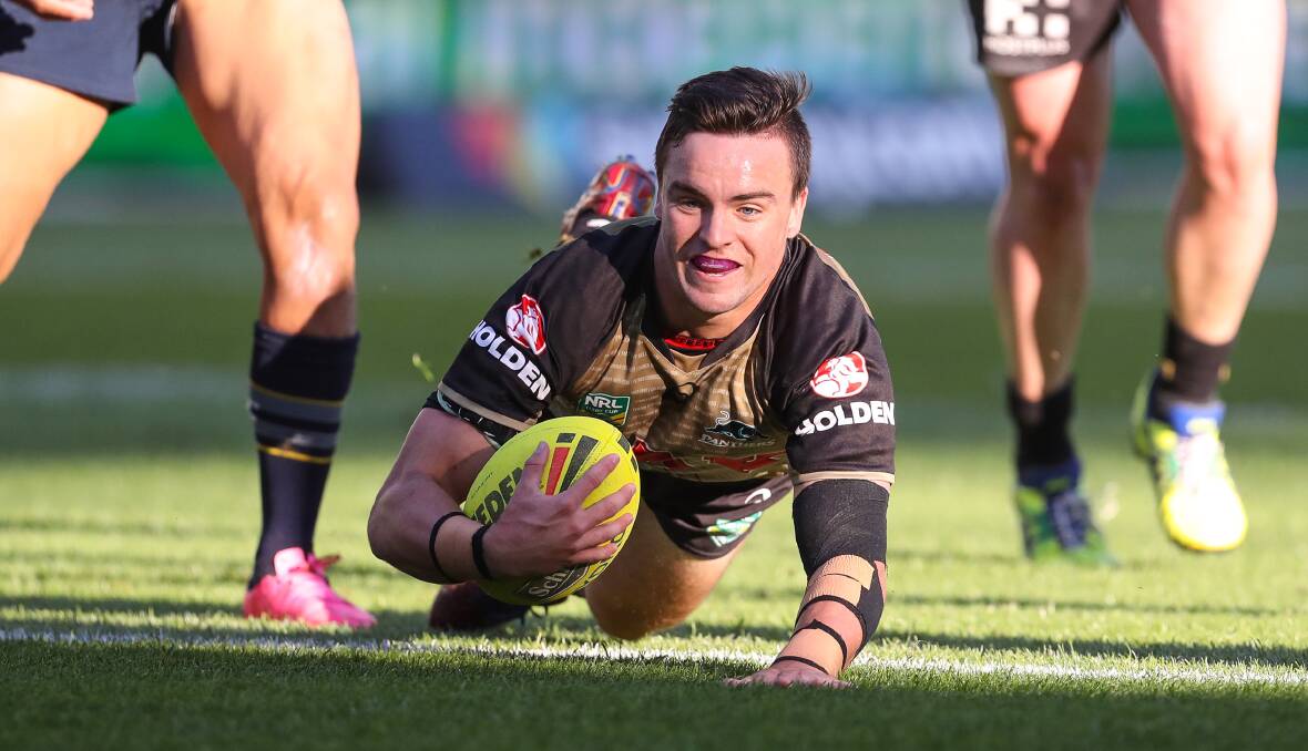 Lithgow's Wayde Egan diving over to score for the Penrith Panthers u20s during a game in 2016. Picture: NRL PHOTOS