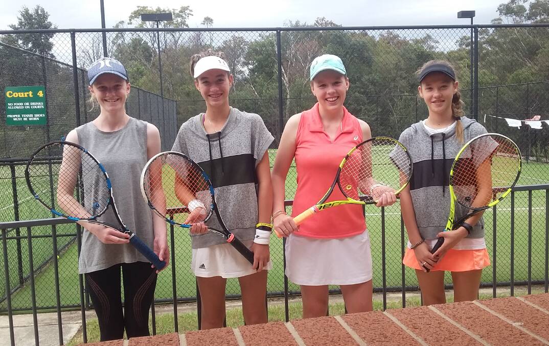 GOOD FORM: Lithgow City Tennis Club players from left, Caitlin Graham, Emerson Banning, Katie Green & Halle Banning.