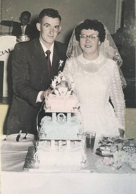 Ron and Doreen Hart cutting their wedding cake on March 2, 1957.