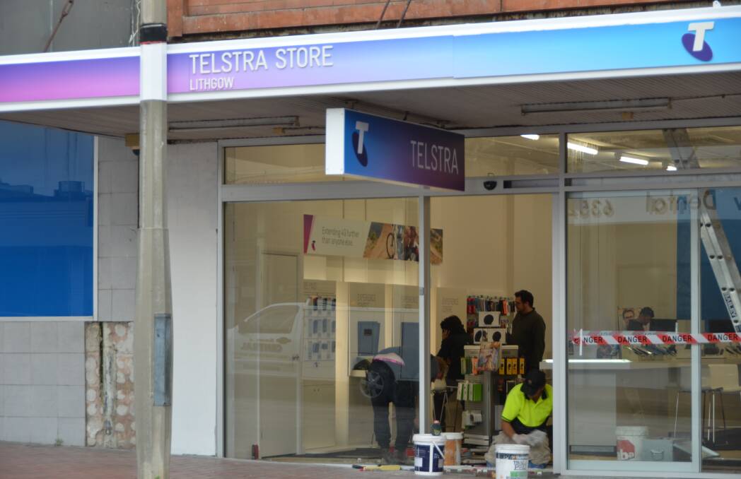 The Telstra store in Main Street receives its final touches on Tuesday afternoon.