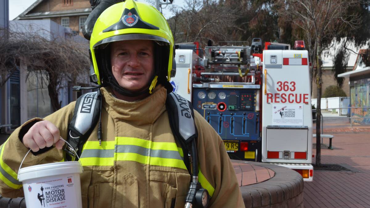 Cameron Stevenson and his fellow Lithgow firefighters are after your support in the fight against Motor Neurone Disease. Pictures: HOSEA LUY