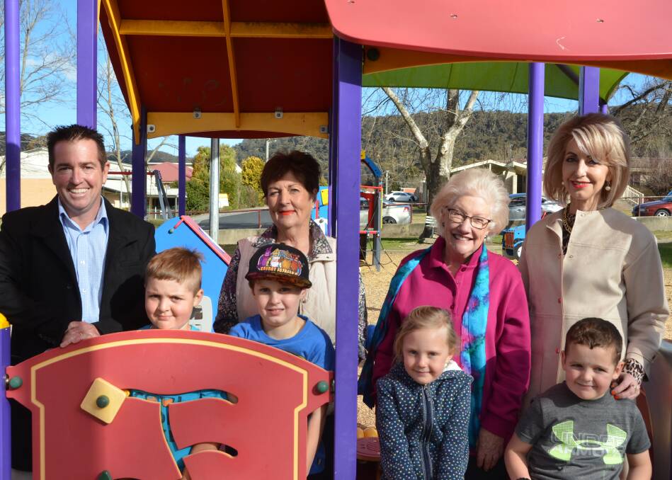 EXCITING PROSPECT: Member for Bathurst Paul Toole, community volunteers Robyn da Costa and Jennifer Channing and Lithgow councillor Maree Statham alongside young Lithgowites Jack Brown, Vann Cutler, Arden Cutler and Tom Brown are looking forward to the projects ahead. Picture: HOSEA LUY