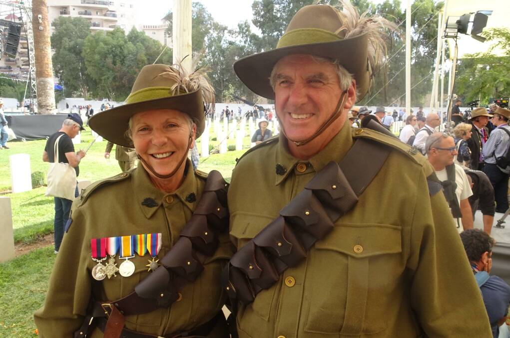 SMILING PARTICIPANTS: Lyn and Bruce Richardson of Capertee featured in the re-enactment at Beersheba as members of the Australian Light Horse Association. Pictures: SUPPLIED