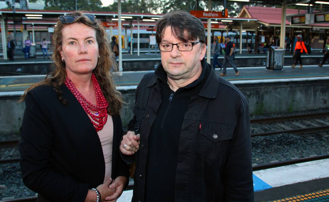 Missing stop: Blue Mountains MP Trish Doyle with Leura commuter JohnPaul Cenzato at Redfern station.