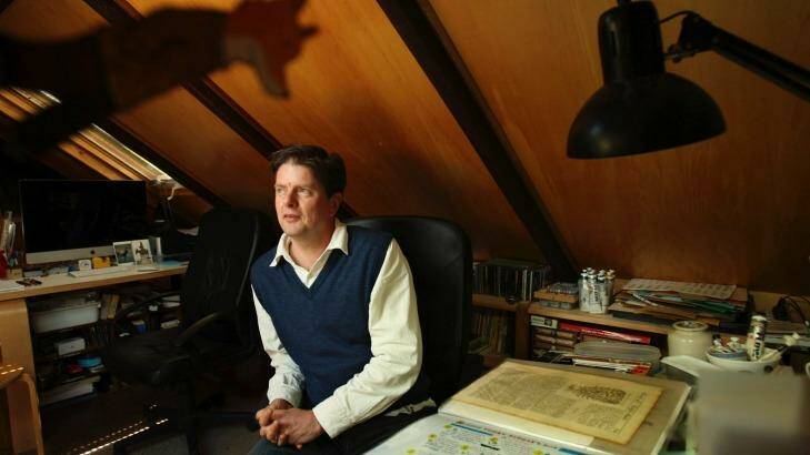 Children s author and illustrator Tohby Riddle in his office. Photo: Steven Siewert